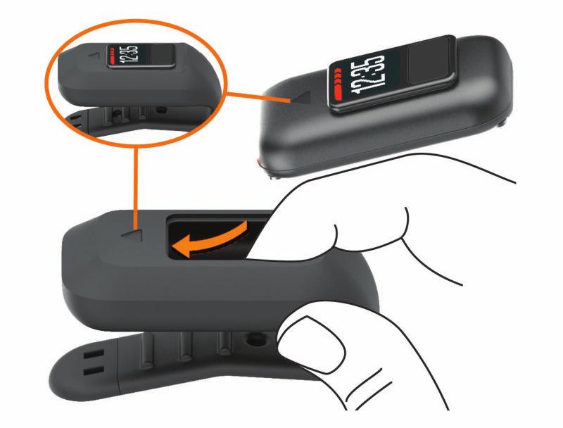 Para quitar el dispositivo del clip para cinturón, retira el material flexible del clip del dispositivo.