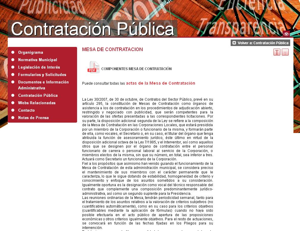 Portal de transparencia del Ayuntamiento de