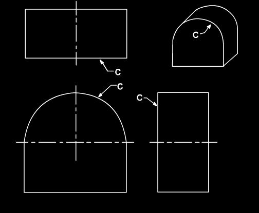 Las superficies cilíndricas (curvas) se caracterizan por que en el plano paralelo a la sección circular se observara el contorno o sección circular, pero en los planos restantes las superficies