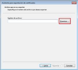 el nombre del fichero con el certificado que se exportará (por ejemplo