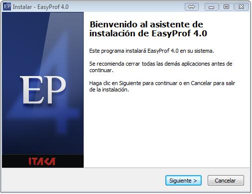 Instalación de EasyProf Haga doble clic sobre el icono de la aplicación. Se iniciará la instalación.