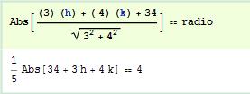 34 Ejemplo Deducir una(s) ecuación(es) del o de los círculos de radio 4, cuyo centro está en la recta y es o son tangentes a.