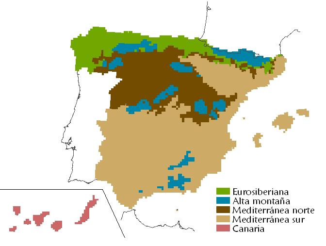 REGIONES BIOGEOGRÁFICAS Se han considerado 5 regiones a escala macroecológica con similares condiciones ambientales (figura 3), con el objetivo de conocer qué ocurre con las tendencias poblacionales