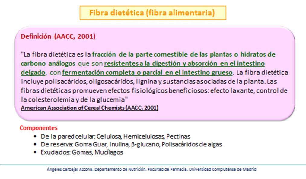 8. Fibra dietética La fibra dietética o alimentaria es un componente importante de la dieta y debe consumirse en cantidades adecuadas.