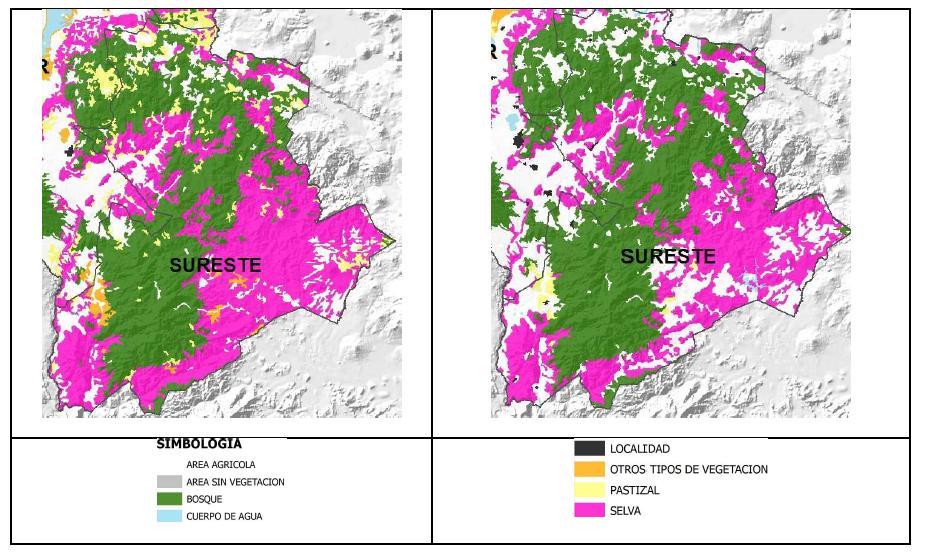 Para la región Sureste el cambio de uso es de 2% y la deforestación es del 9% del territorio.