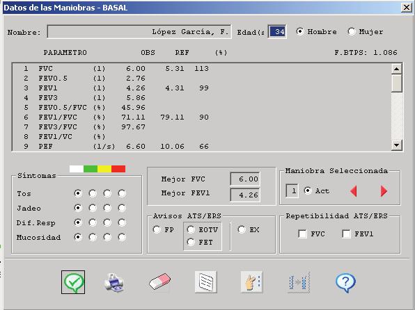 Manual Software SIBELMED W20s 154 Anexo 3. Pruebas de Boncoconstricción o Provocación Bronquial Una vez efectuadas las maniobras adecuadas, pulse el icono «DATA».