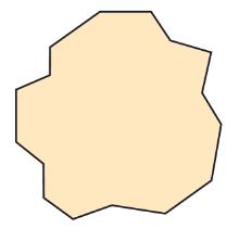 Un polígono de 16 lados tiene 4 diagonales De izquierda a derecha: hexágono, pentágono, octógono y pentágono.
