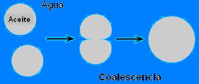 COALESCENCIA Es la fusión n de glóbulos para formar unos mas grandes con eliminación n de parte de la interfase líquido/líquido.