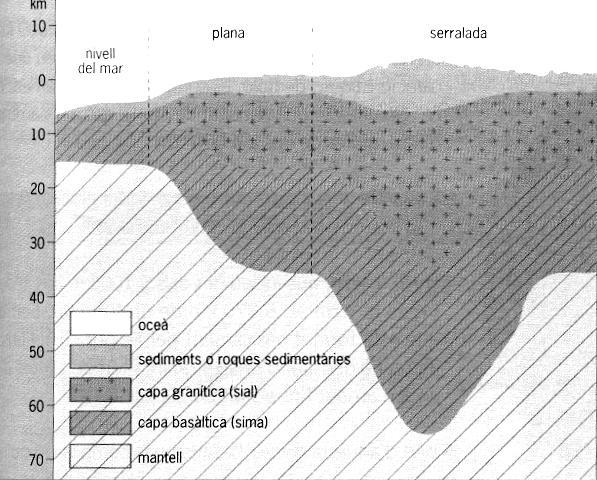2.3. Les capes de la Terra Escorça En ella hi poden trobar diverses subcapes: Capa sedimentària: és la capa més superior i esta formada per sediments més o menys consolidats.