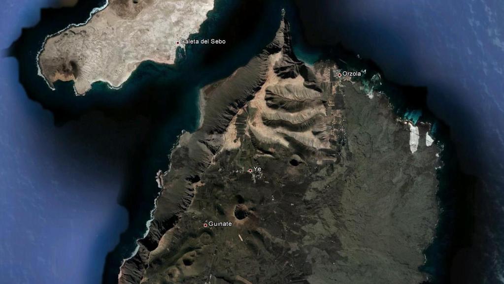 Cráteres volcánicos en el N de la Isla de Lanzarote.