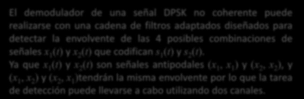 Tolerancia al rror de Siema Binario l demodulador de una eñal DSK no coherene puede realizare con una cadena de filro adapado dieñado para deecar la envolvene de la 4 poible combinacione de eñale ()
