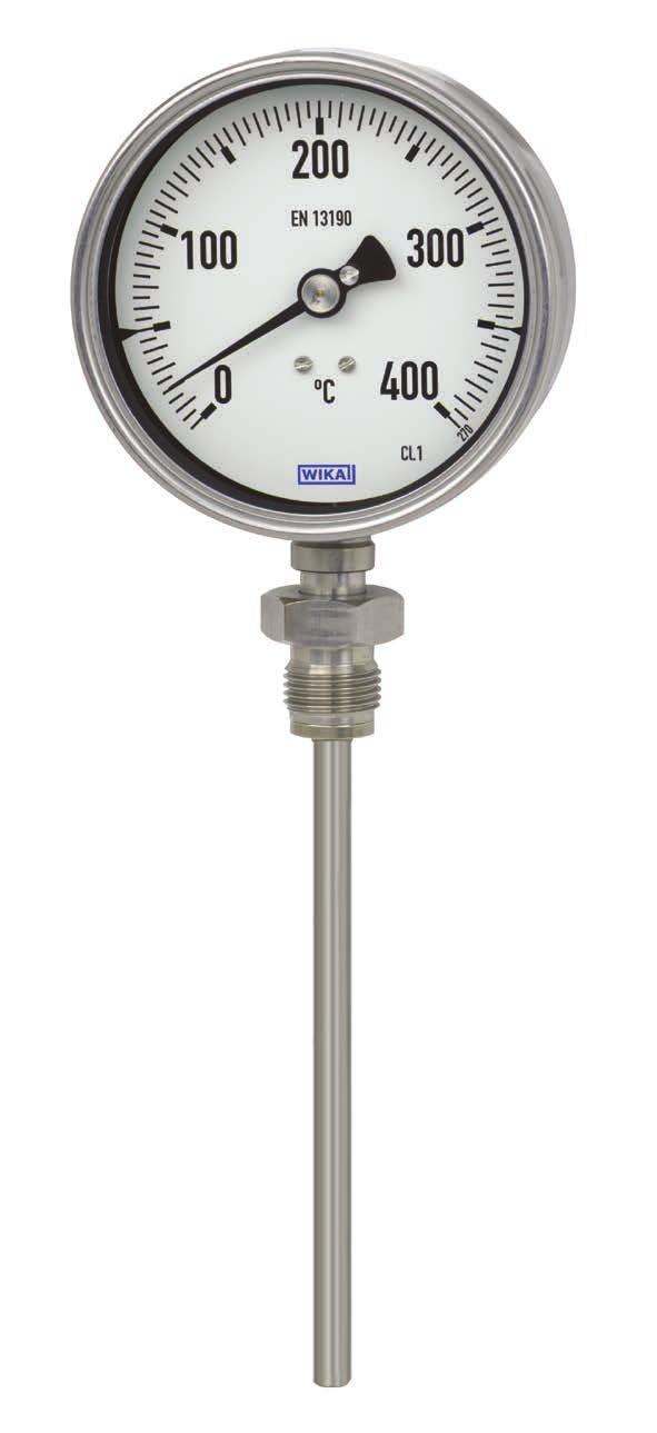 Instrumentación de temperatura mecánica Termómetro bimetálico Modelo 55, versión de alta calidad según EN 13190 Hoja técnica WIKA TM 55.