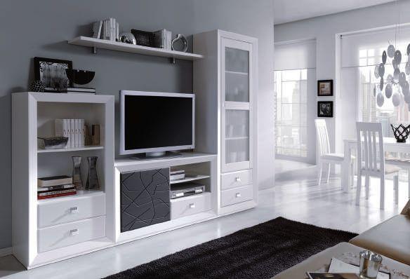 240 850 Mueble para salón comedor PLANET de 300 cm en color natural y blanco.