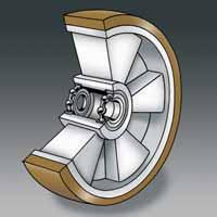 Los cojinetes cilíndricos se utilizan principalmente para ruedas industriales y no deberían superar una velocidad de 4 km/h.