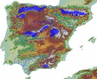 EL PROGRAMA ERHIN Área del territorio español (en azul) donde se estudian los recursos hídricos procedentes de la acumulación nival.