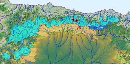 En azul y amarillo cuencas estudiadas El histórico de mediciones ha permitido cuantificar las reservas hídricas para un año medio.