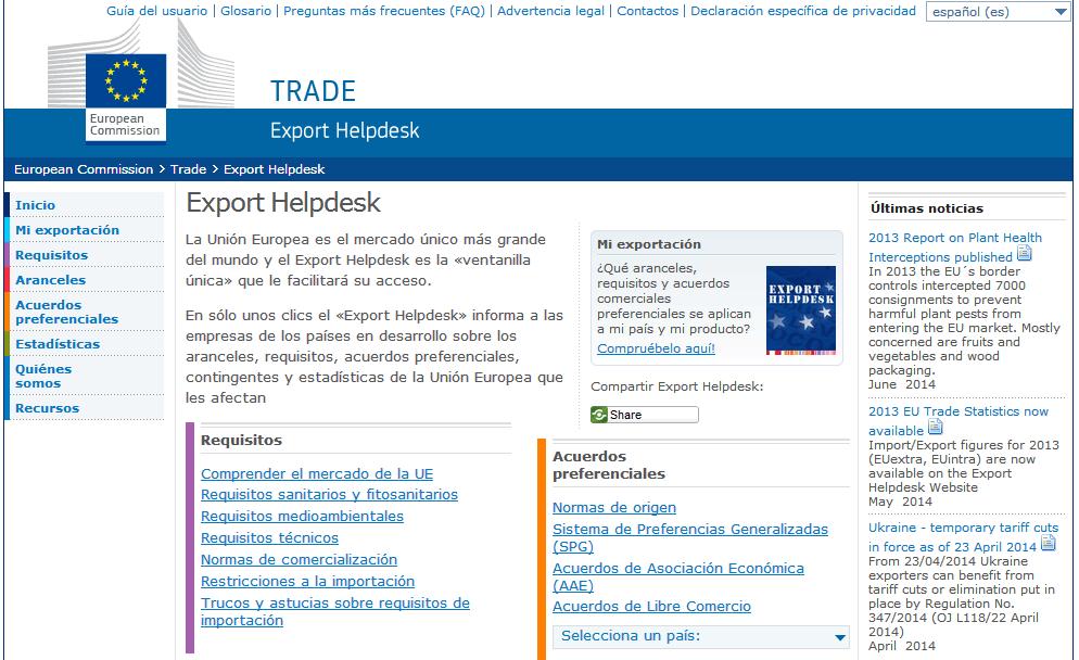 FUENTES DE INFORMACIÓN EXPORT HELPDESK (EUROPEAN