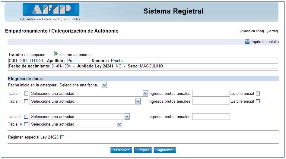 Al seleccionar el Link aquí, el sistema derivará a la página: http://www.afip.gov.ar/genericos/formularios/, que contiene los formularios correspondientes. 3.11.2.
