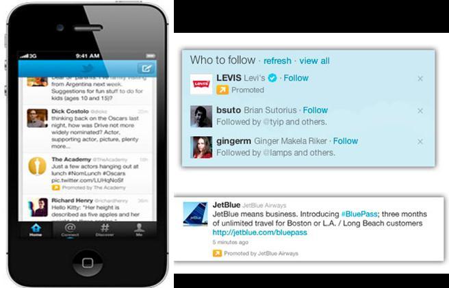Publicidad en Twitter Tweets promocionados Ayudan a amplificar el mensaje Son mensajes en formato de tweet que pueden aparecer en el Timeline o en los resultados de búsqueda tanto en el Pc como en el