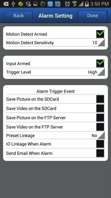 9.3. Configuración de alarma Haga clic sobre Alarm Setting para acceder.