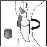 B) Retire el tapón del cartucho Manteniendo el cartucho en posición vertical, gire el tapón en el sentido contrario de las agujas del reloj para retiralo.