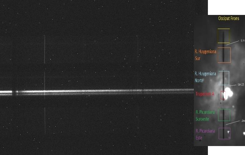 Los espectros en bruto obtenidos responden a la imagen superior contrastada con las zonas identificadas en las rejillas.