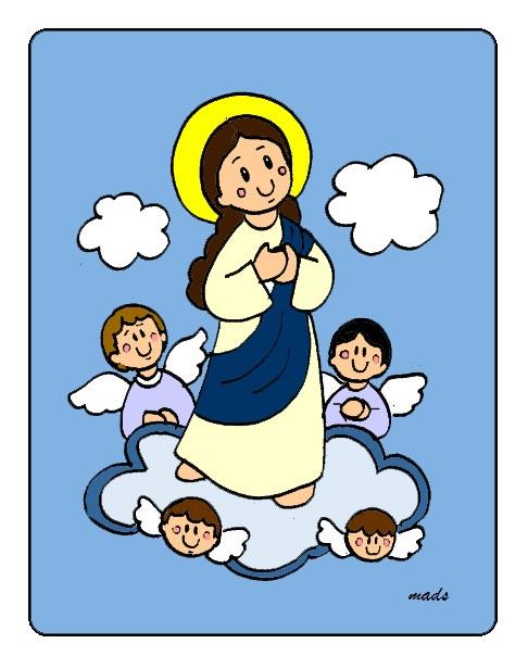 La Virgen María acompañó y animó a los apóstoles en su misión, hasta que Dios la llamó al cielo.