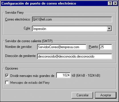 Servidor de correo saliente: Introduzca el nombre o la dirección IP del servidor SMTP del puerto que desea utilizar. 6 Haga clic en Avanzado.