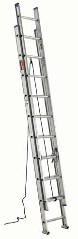 I para mayor resistencia estructural Profesional Escalera de Extensión Aluminio 90 kg Capacidad Tipo III 102 kg Capacidad Tapas protectoras Peldaños reforzados sellados al riel para mayor Polea con