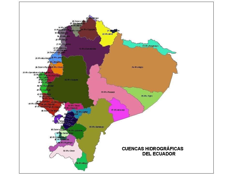 SISTEMAS HIDROGRÁFICOS Con el propósito de facilitar la ejecución de estudios de planificación regional, el CNRH mantiene la división para el Ecuador en 31 Sistemas Hidrográficos de los cuales 24