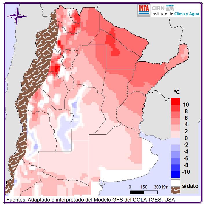 En Misiones, Santiago del Estero (norte), Buenos Aires (sudeste), y Cuyo (centro) y Patagonia (noroeste) se esperan lluvias inferiores a lo normal.