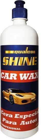 QUALCO CAR WAX Cera Liquida para autos Es una cera integral que cuenta con una cera carnauba de alta concentración para asegurar el brillo y repelencia al agua, sumada al acción de una silicona