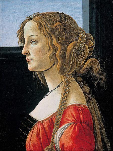 Figura 11. Retrato de Simonetta Vespucci, por Sandro Botticelli del año 1480. Fuente: Pérez, M. J. (26 de Abril de 2012).