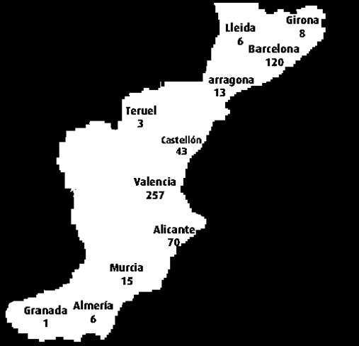 que abarca: La Comunidad Valenciana. Cataluña. Castilla - La Mancha. Murcia. Andalucía.