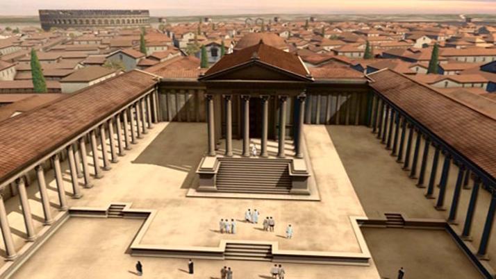 ENTORN I INTEGRACIÓ Ubicat actualment al centre de Nimes, originalment la Maison Carrée ocupava un lloc preeminent de l'antic fòrum romà, creat a partir de la confluència dels dos carrers principals: