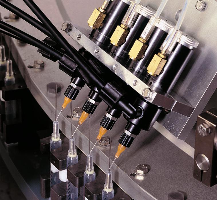 Otras dosificaciones semi-automaticas Al contrario de las válvulas mecánicas complejas, el diseño de las válvulas dosificadoras neumáticas de EFD resulta en un producto de bajo