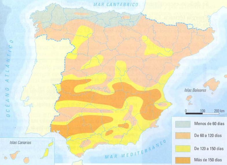 Práctica 3 El mapa muestra la insolación peninsular e insular en España.