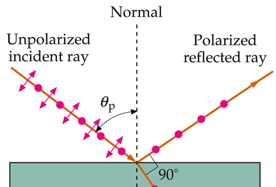 Polarización por reflexión Cuando la luz no polarizada se refleja en una