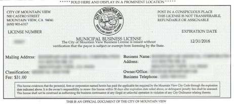 ), una licencia empresarial de California o un certificado de pago de impuestos a la actividad empresarial como comprobantes de