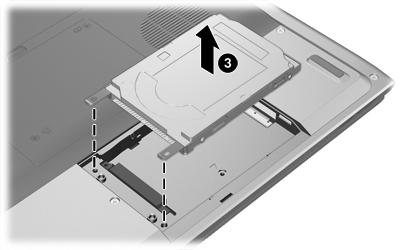 7. Desconecte la unidad de disco duro (2) deslizándola hacia la derecha. 8. Levante la unidad de disco duro del equipo (3). Para instalar una unidad de disco duro: 1.