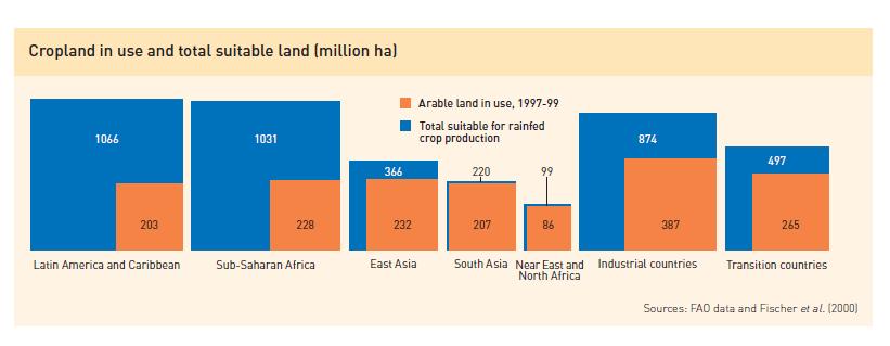 Latinoamérica y África con gran potencial de expansión agrícola Según la FAO, el 80% de la frontera