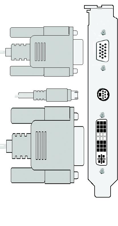 2) GV-R9500-C3 (128MB DDR) Conector al monitor VGA (15contactos) Salida TV Conector DVI O