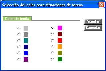 Si desea modificar el color de una tarea, sitúese sobre la descripción de la situación y