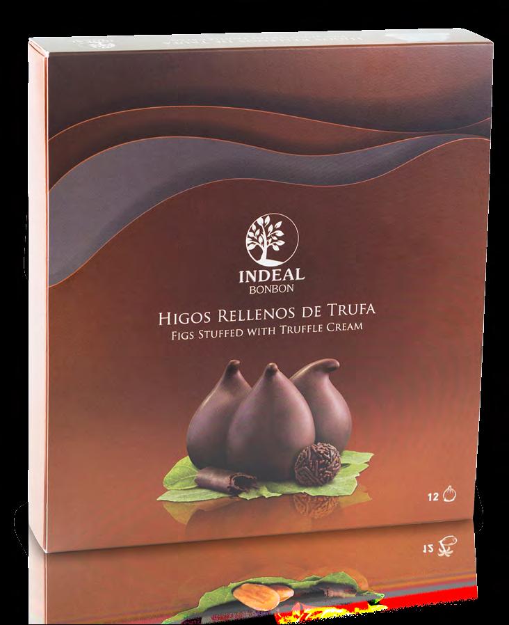 Se comercializa en expositor con 12 tarros. SALES CODE 024 Fig Filled with Truffle Coated in Dark Cocoa.