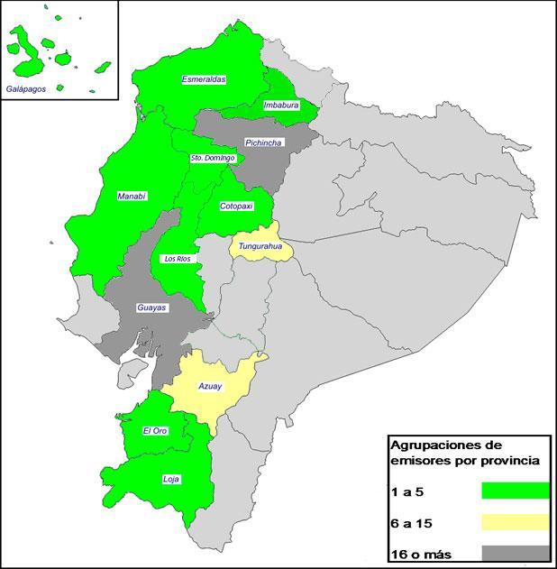 Total Emisores Inscritos a Nivel Nacional Por Provincia Emisor Provincia Azuay 9 Cotopaxi 3 El Oro 1 Esmeraldas