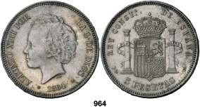 ..... 60, 964 1894*1894. Alfonso XIII. PGV. 5 pesetas. (Cal. 23). Pátina.