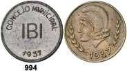 RESTO DE MUNICIPIOS 995 994 ALICANTE. Ibi. 25 céntimos (dos) y 1 peseta. (Cal.