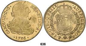 636 1786/5. Potosí. PR. 8 escudos. (Cal. 153) (Cal.Onza 837). Hojitas.