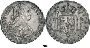 800, 709 1791. Guatemala. M. 8 reales. (Cal. 620). Golpecito. Pátina.