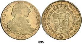 500, 835 1792. Santiago. DA. 8 escudos. (Cal. 151). Leves marquitas. Bella.